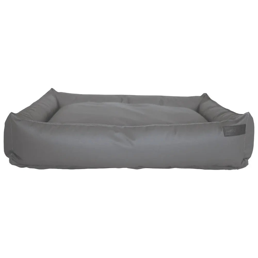 Cozy gray pet bed with soft padding for ultimate comfort and relaxation.