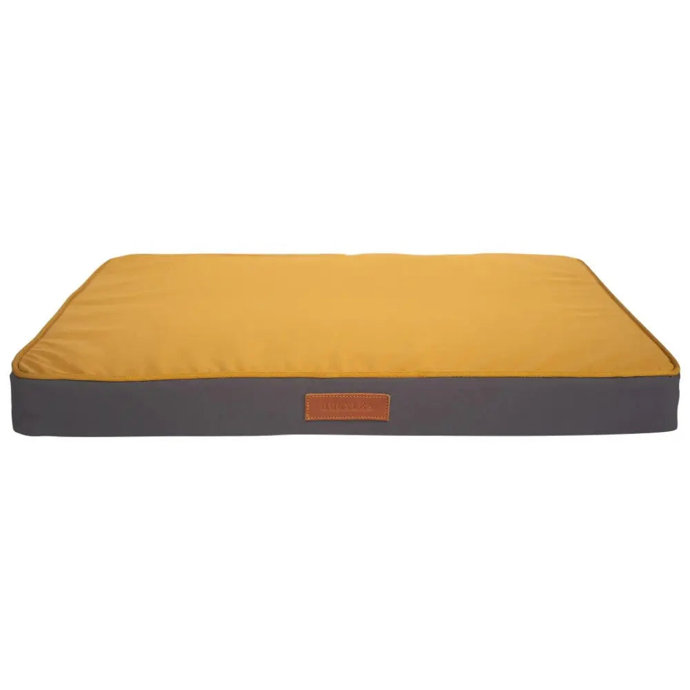 Cozy yellow and gray pet bed with a sleek design for ultimate comfort and style.