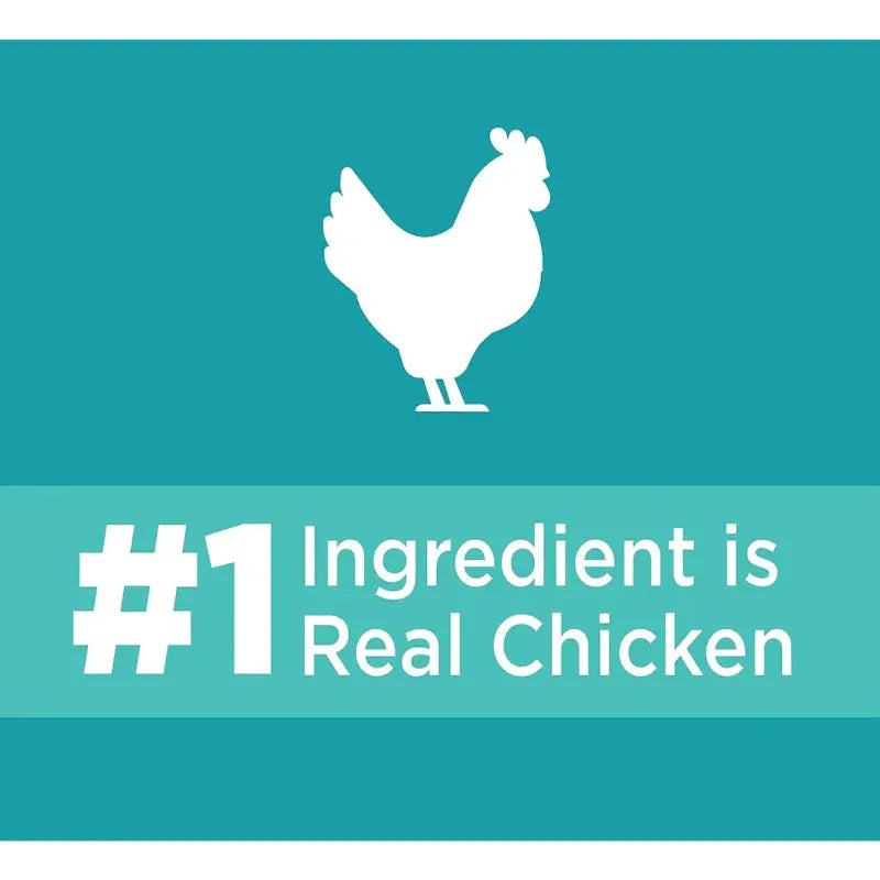#1 ingredient is real chicken, highlighting quality and nutrition in pet food.