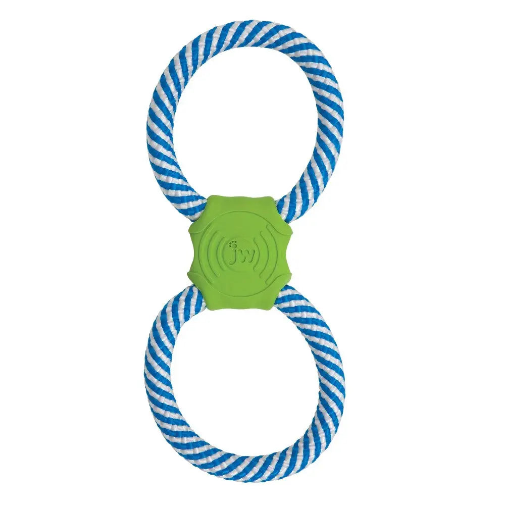 Durable dog toy with a rope design for interactive play and chewing.