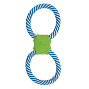 Durable dog toy with a rope design for interactive play and chewing.