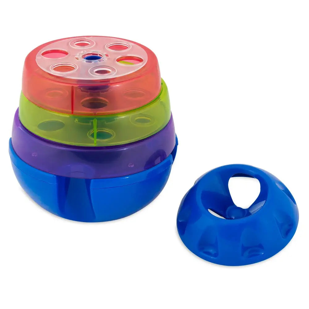 Colorful stacking toy for toddlers, promoting fine motor skills and sensory play.