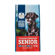 Senior dog food bag, veterinary formulated, 21% protein, 7.5% fat, suitable for all breeds over 7 years.