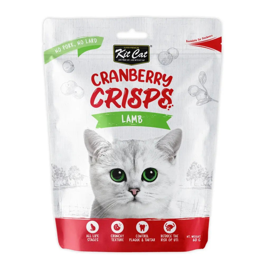 Cranberry Crisps for cats, lamb flavor, promotes dental health and suitable for all life stages.