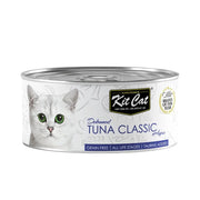 Deboned tuna cat food in a can, grain-free, suitable for all life stages, with added taurine.