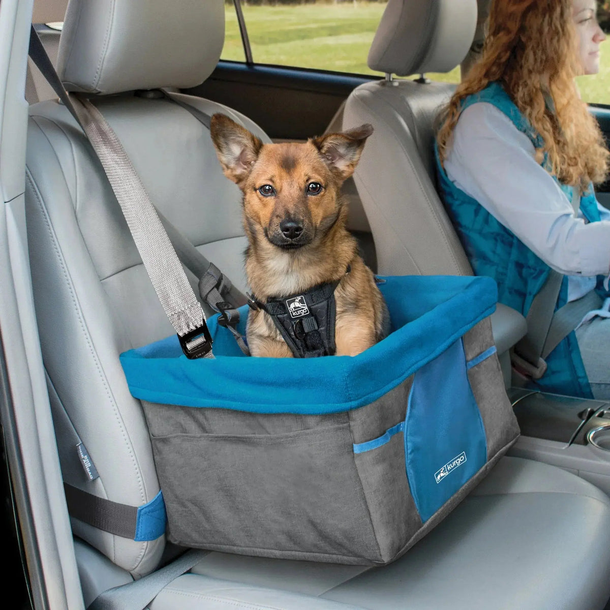 Kurgo Heather Booster Seat – Charcoal/Blue – view 5