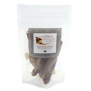 Beef bully sticks in a clear bag, perfect for dog treats and natural chewing satisfaction.