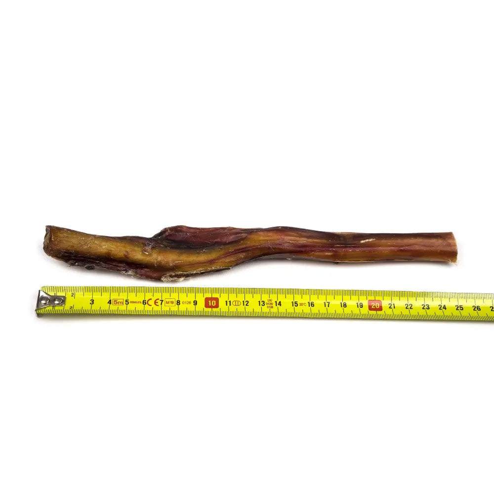 Natural dog chew stick, measuring 8 inches, perfect for dental health and long-lasting enjoyment.