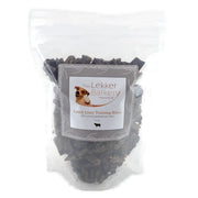 Lamb liver training bites in a clear bag, perfect for rewarding pets during training sessions.