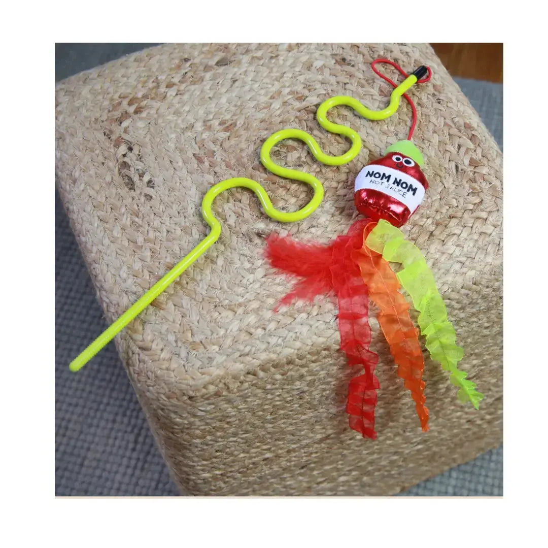 Mad Cat Nom Nom Hot Sauce Ribbon Wand Cat Toy   | Canine & Co