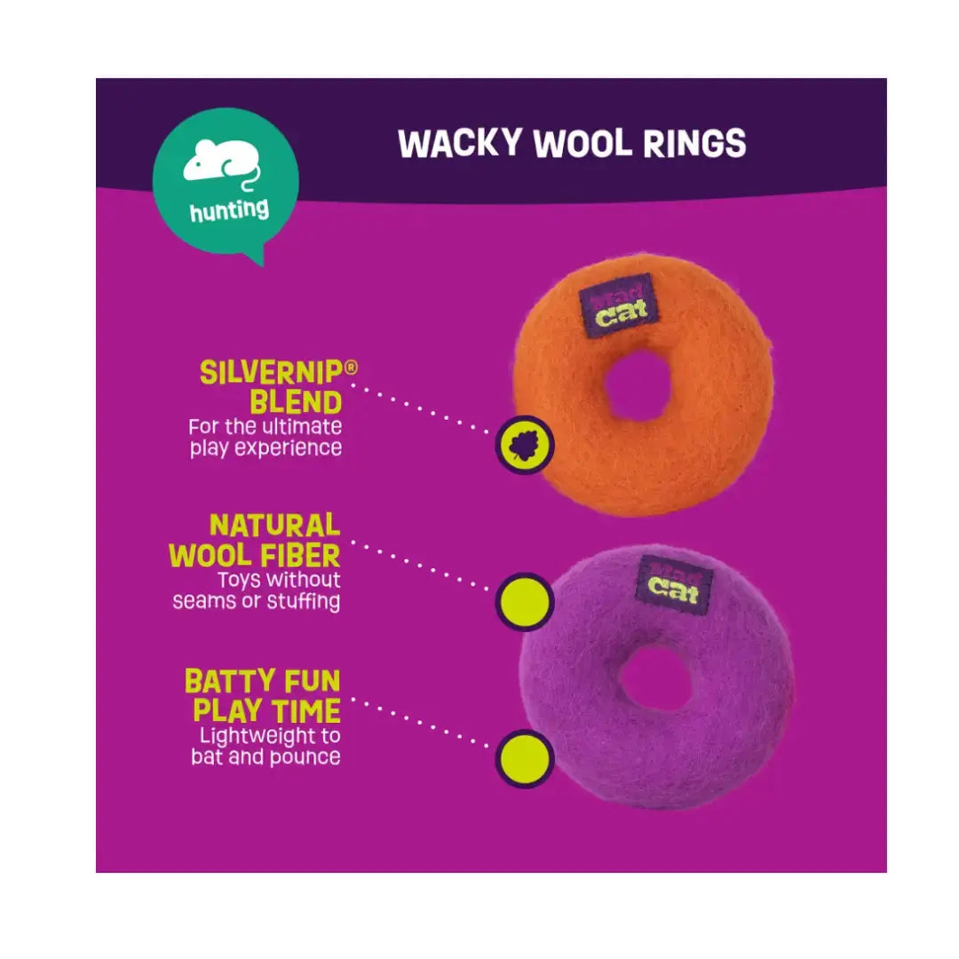 Mad Cat Wacky Wool Rings Cat Toy   | Canine & Co