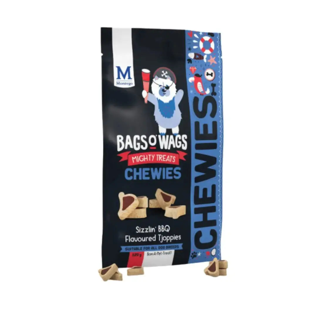 Montego Bags O' Wags Chewies BBQ Tjoppies Dog Chew Treats   | Canine & Co