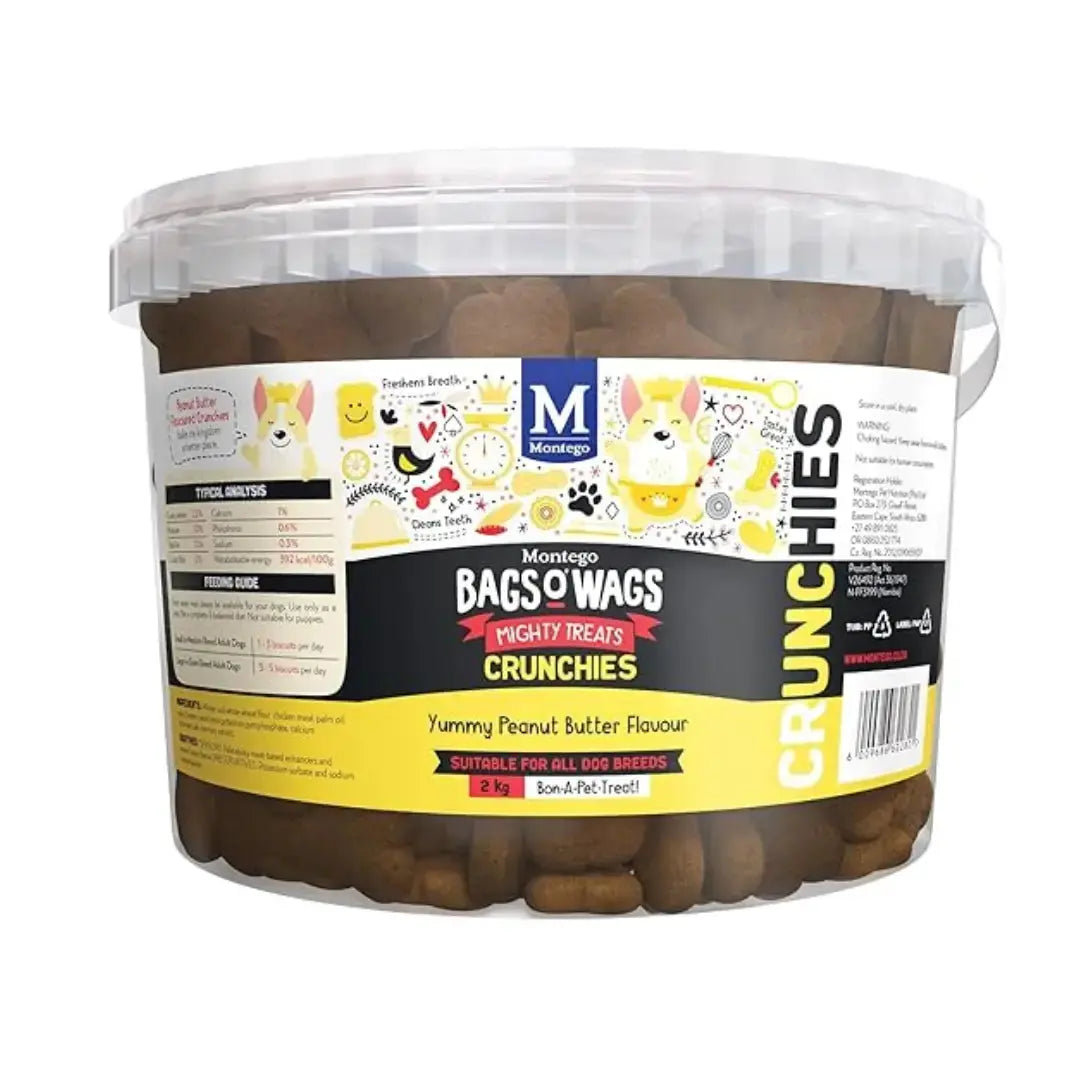 Montego Bags O' Wags Crunchies Peanut Butter Dog Biscuit Treats   | Canine & Co