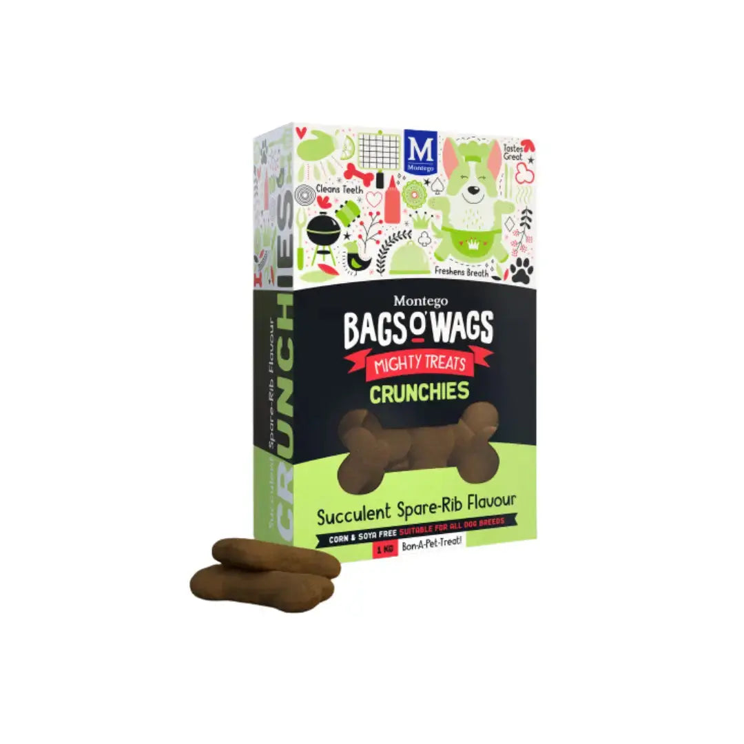Montego Bags O' Wags Crunchies Spare-Rib Dog Biscuit Treats   | Canine & Co