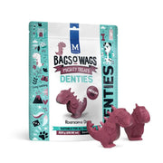 Bags o' Wags Mighty Treats Denties in dinosaur shapes, perfect for medium dogs and dental health.