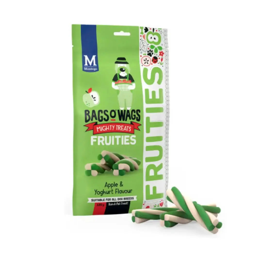Montego Bags O' Wags Fruities Apple & Yoghurt Dog Chew Treats   | Canine & Co