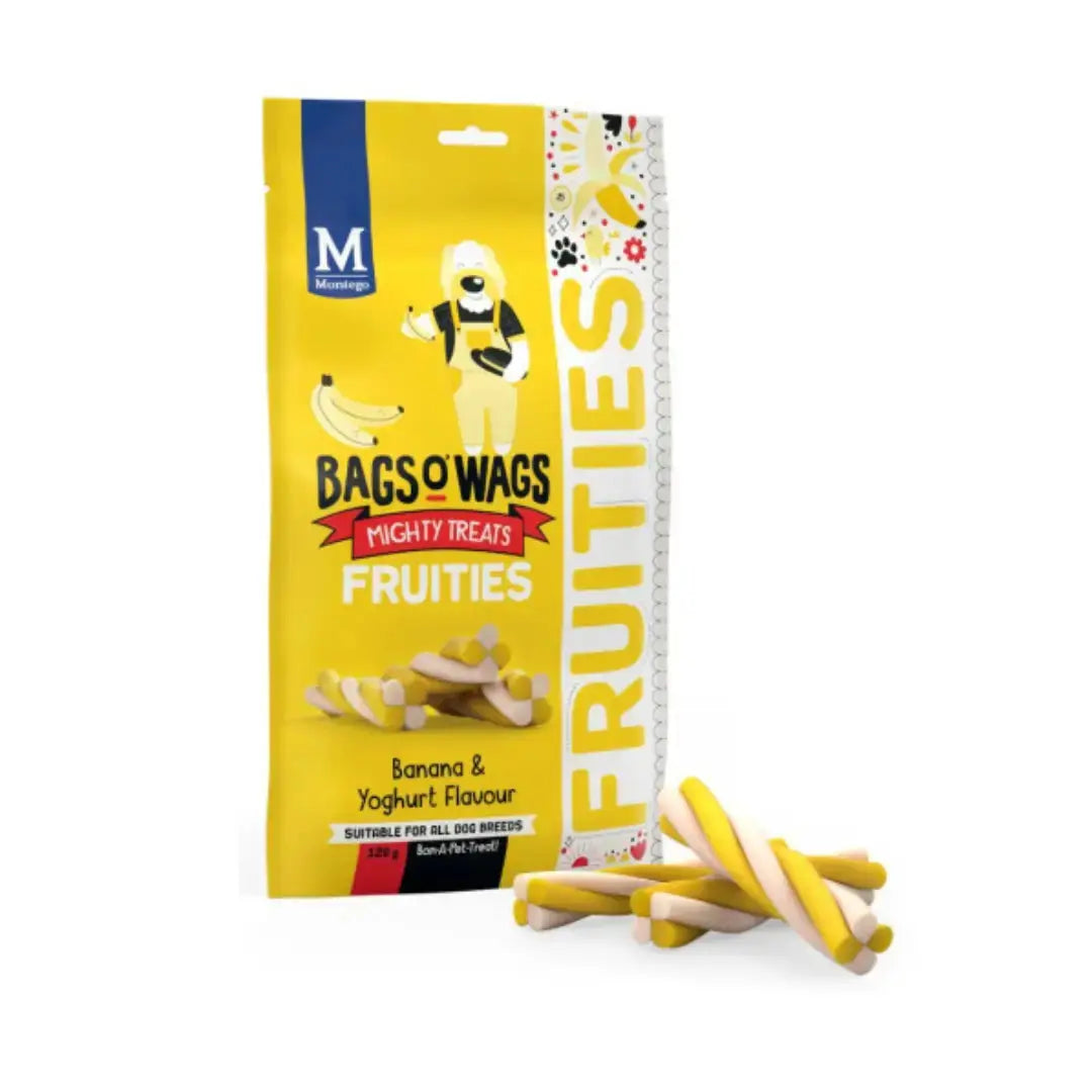 Montego Bags O' Wags Fruities Banana & Yoghurt Dog Chew Treats   | Canine & Co