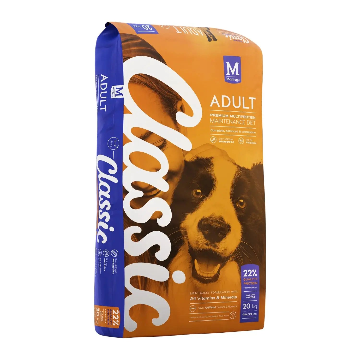 Montego Classic Adult dry dog food 20kg bag, balanced everyday nutrition for all breeds.