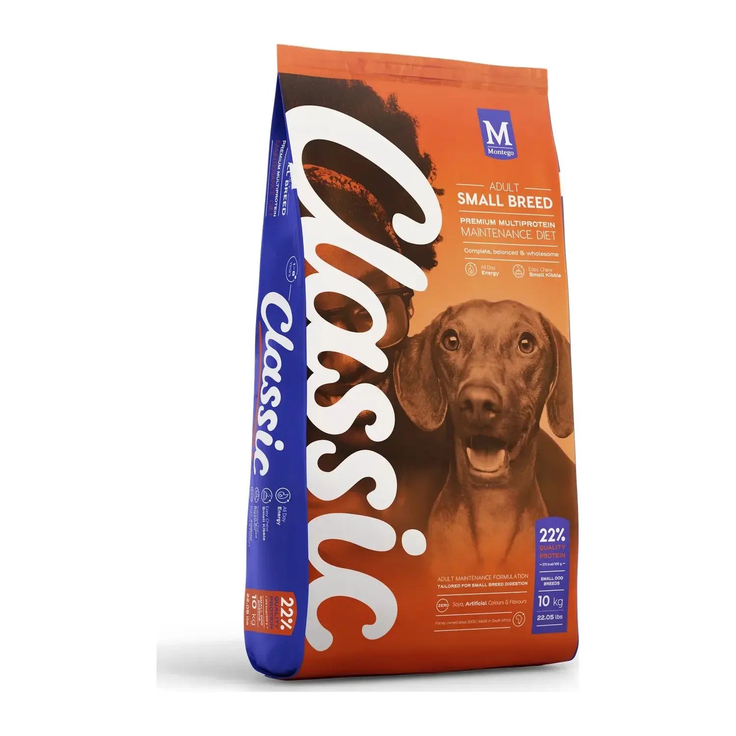 Montego Classic Adult Small Breed dry dog food 10kg bag with small kibble.