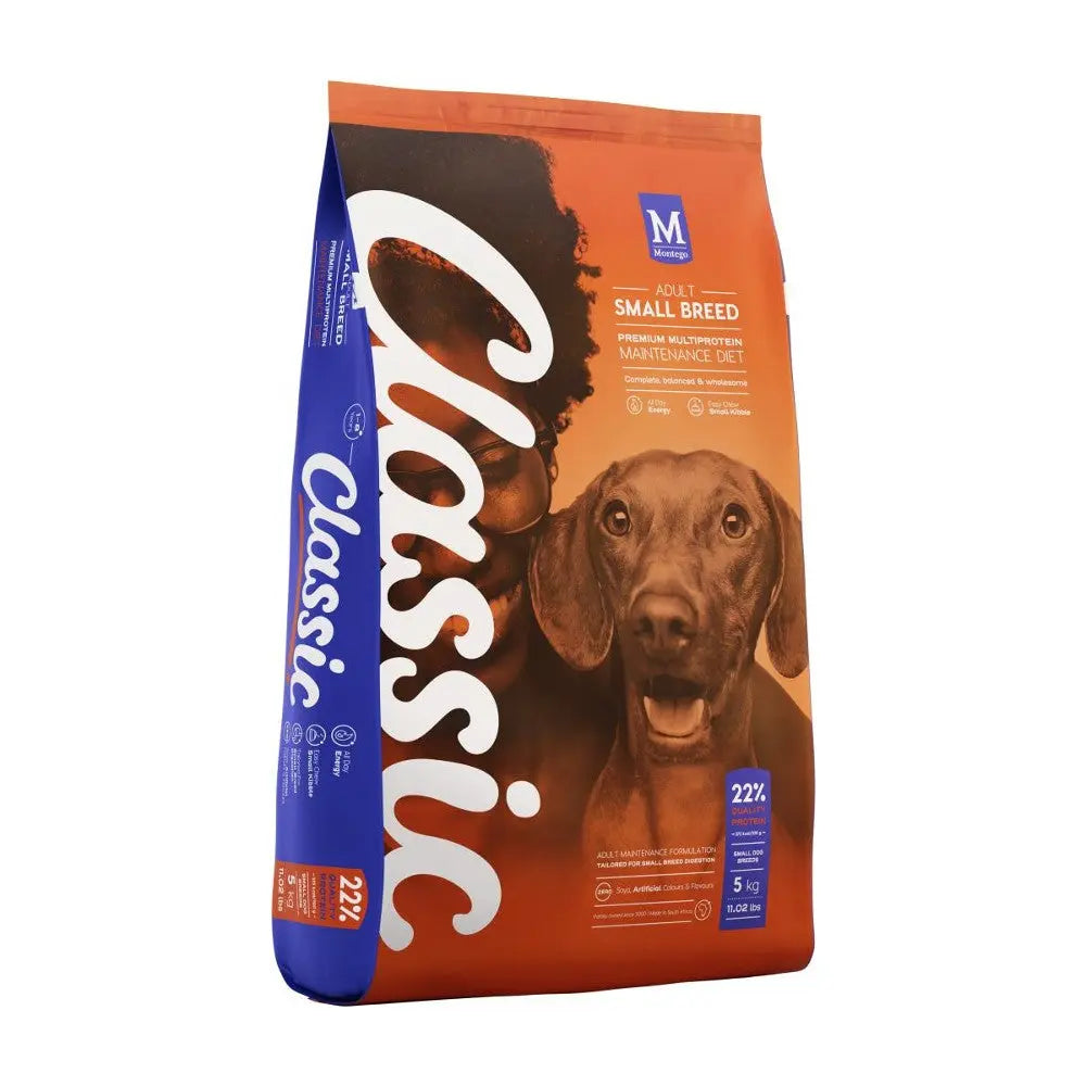Small breed dog food bag featuring a classic formula for balanced nutrition and healthy maintenance.