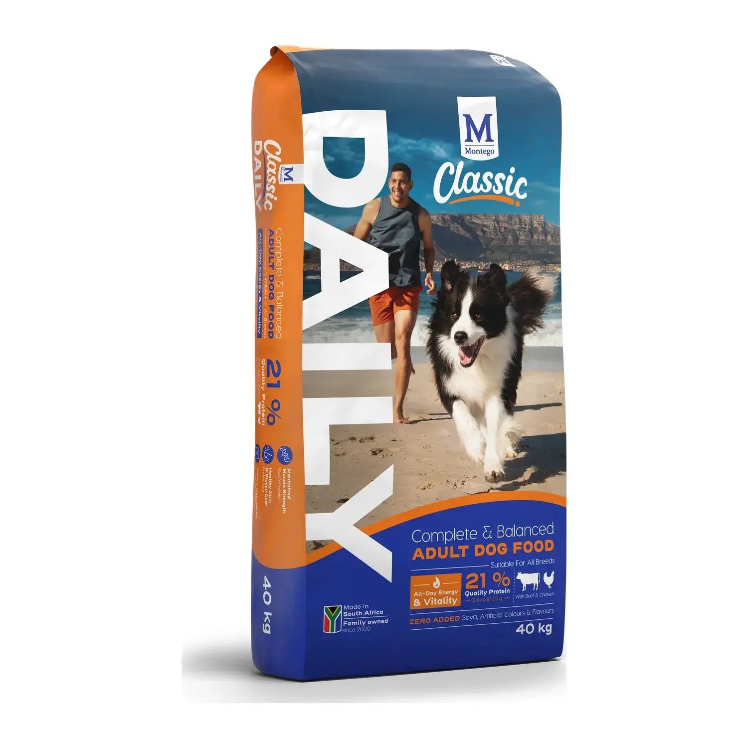 Montego Classic Daily Adult Beef & Chicken dry dog food 40kg bag.