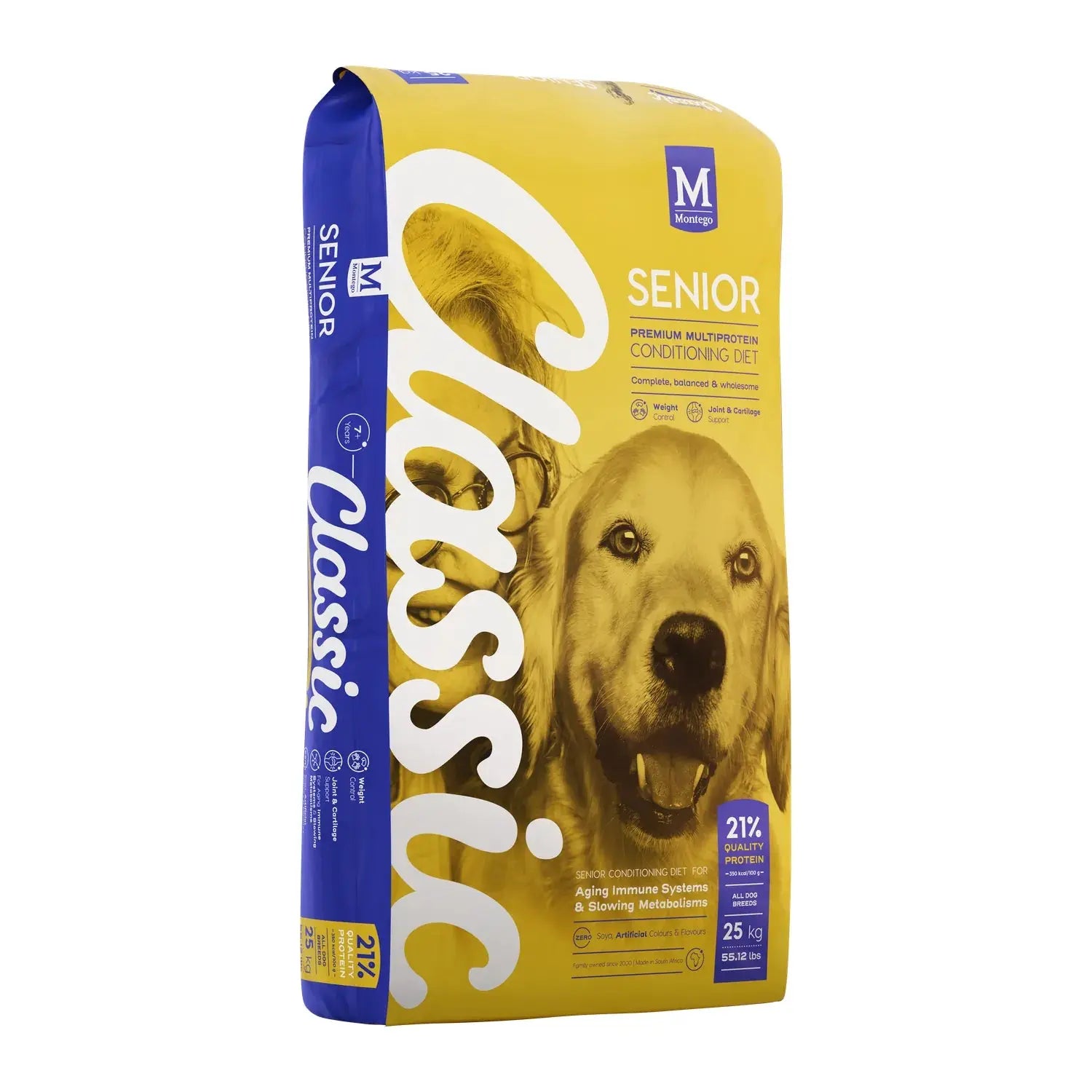 Montego Classic Senior dry dog food 25kg bag with glucosamine for ageing joints.