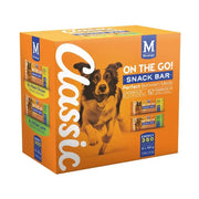 Montego Classic On The Go Snack Bar box for dogs, featuring chicken and lamb flavors, perfect for between meals.