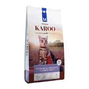 Montego Karoo Chicken & Lamb Adult dry cat food 10kg bag, single-grain recipe with taurine.