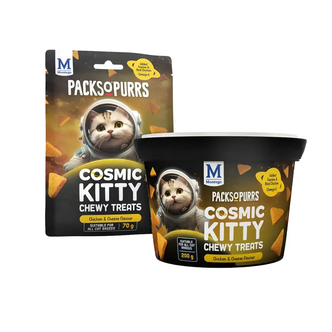 Montego Packs O' Purrs Chewies Chicken & Cheese Cat Treats   | Canine & Co
