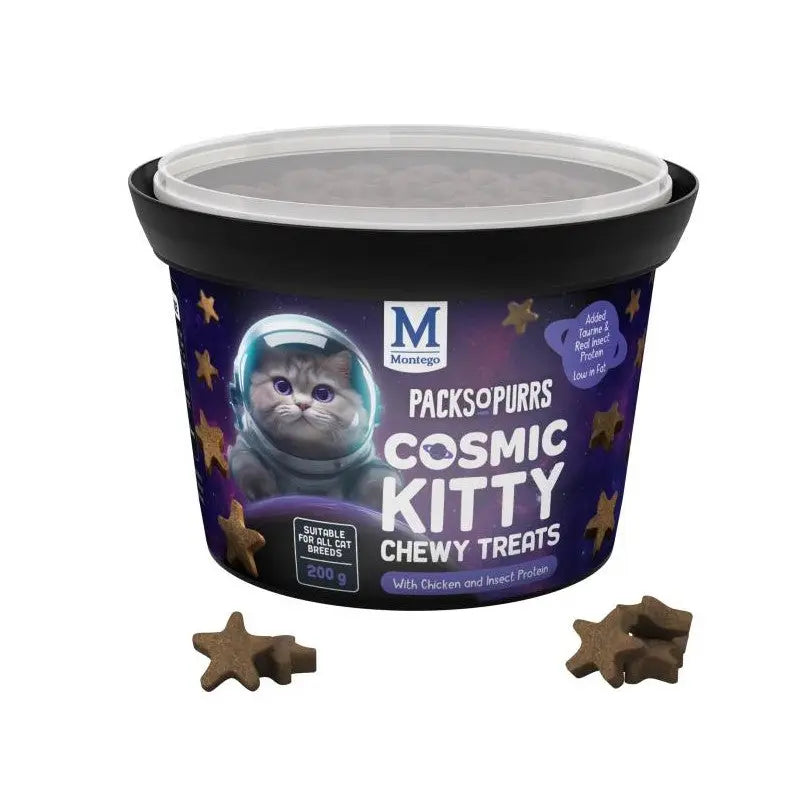 Cosmic Kitty chewy treats in a star-shaped design, perfect for rewarding your cat with tasty snacks.