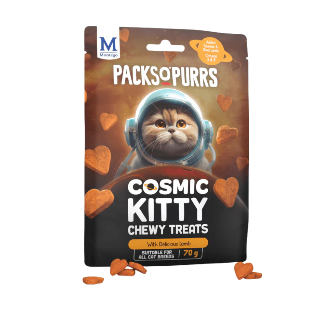 Montego Packs O' Purrs Chewies Delicious Lamb Cat Treats   | Canine & Co