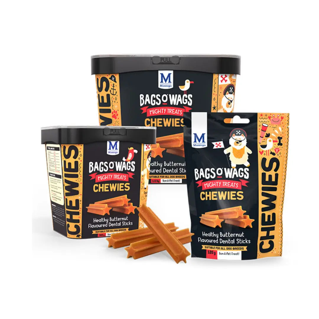 Montego Bags O' Wags Chewies Butternut Dog Chew Treats   | Canine & Co