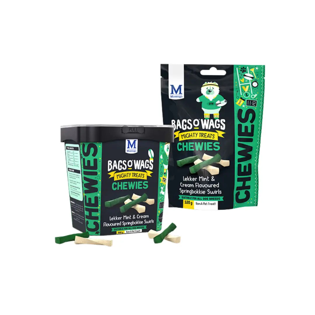 Montego Bags O' Wags Chewies Springbokkie Swirls Dog Chew Treats   | Canine & Co