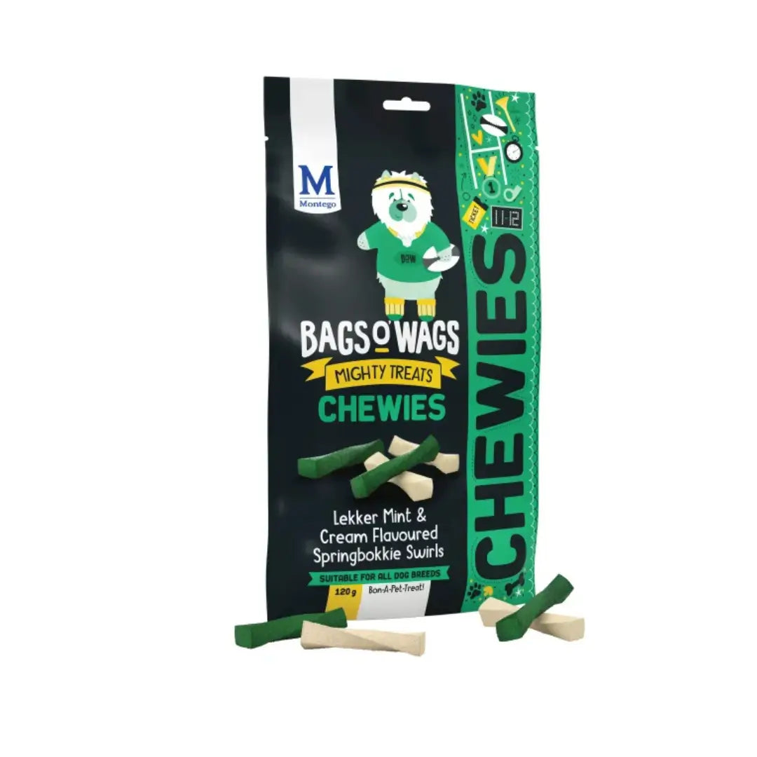 Montego Bags O' Wags Chewies Springbokkie Swirls Dog Chew Treats   | Canine & Co
