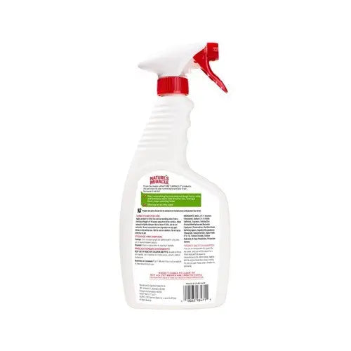 Nature's Miracle cleaning spray bottle with detailed label and red trigger for easy use.