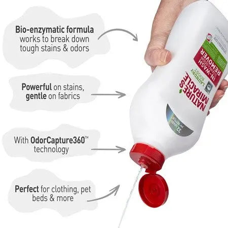 Bio-enzymatic stain remover with OdorCapture360™ technology for clothing and pet odors.