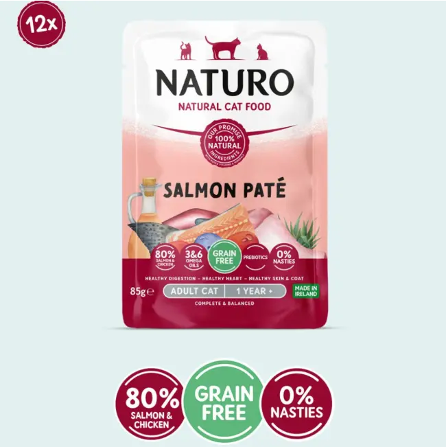 Naturo Adult Salmon Pate Grain Free Wet Cat Food   | Canine & Co