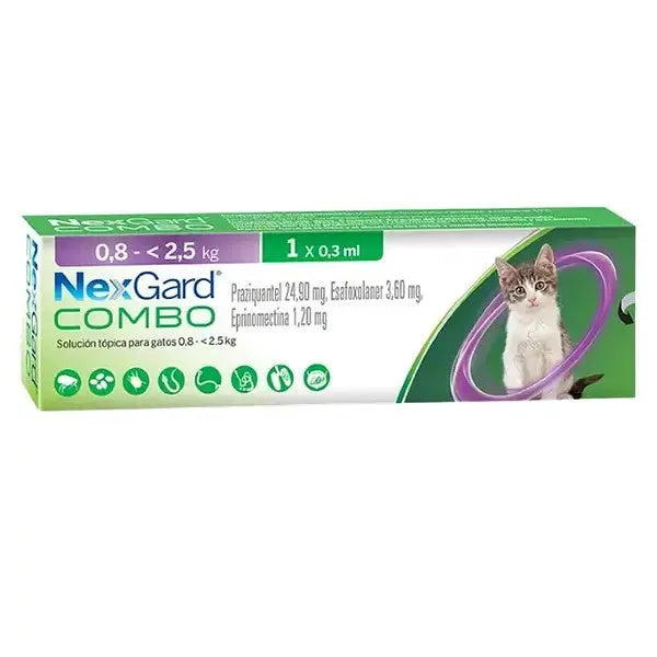 NexGard Combo for cats under 2.5 kg, topical solution for flea and tick prevention.