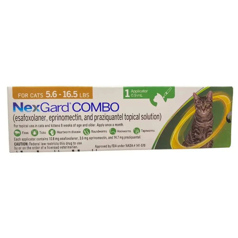 NexGard Combo for cats, topical solution for flea and tick prevention, 1 applicator, 5.6-16.5 lbs.