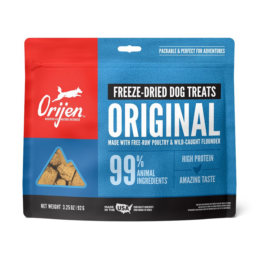 Orijen Original Freeze-Dried Dog Treats – front of bag packaging (South Africa)