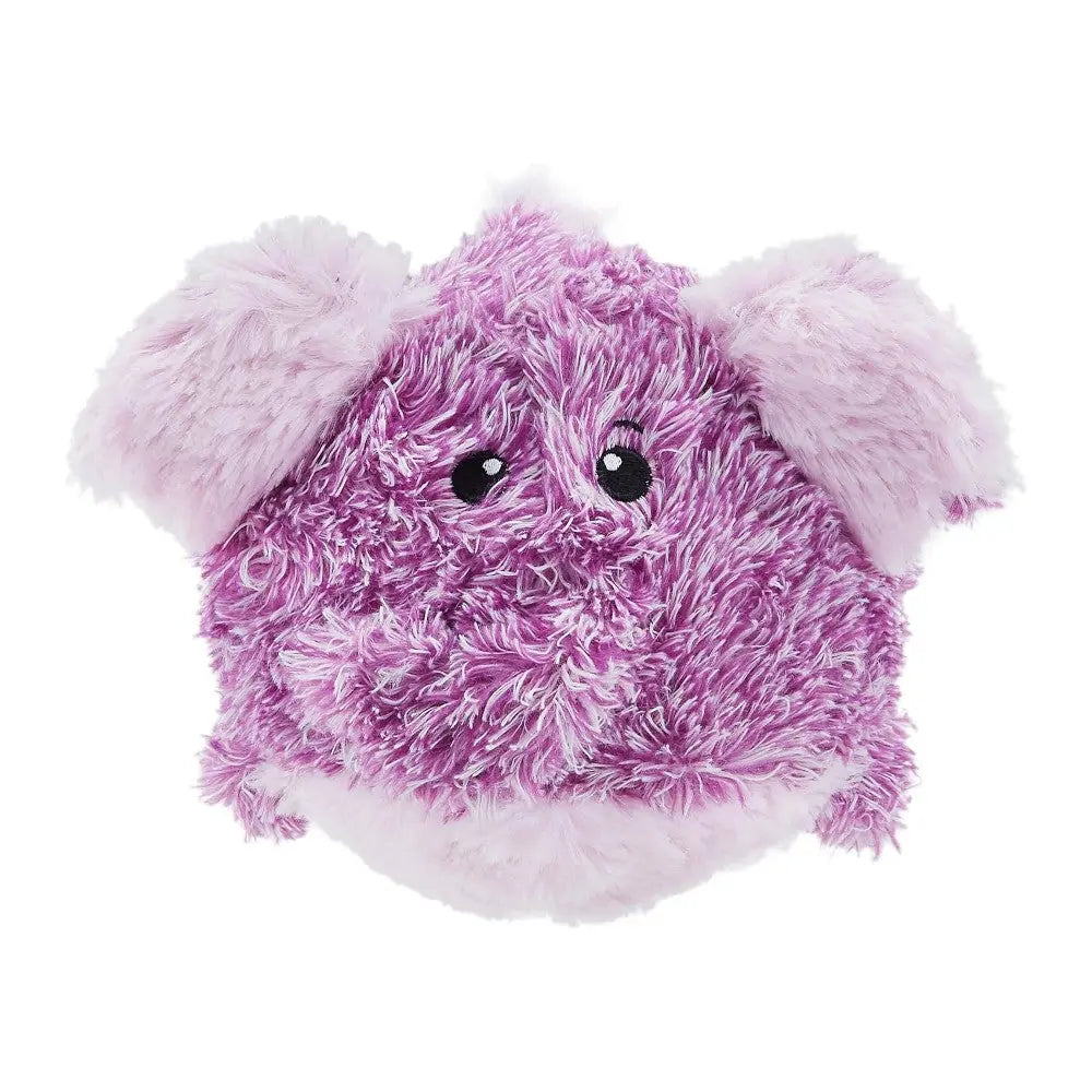 Soft purple elephant plush toy with fluffy texture and cute facial features.