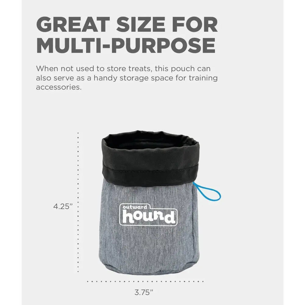 Multi-purpose storage pouch for treats and training accessories, measuring 4.25" x 3.75".