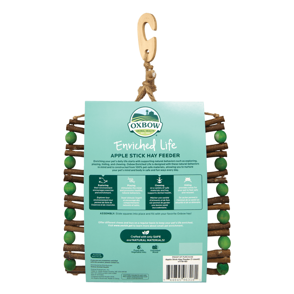 Oxbow Enriched Life - Apple Stick Hay Feeder   | Canine & Co