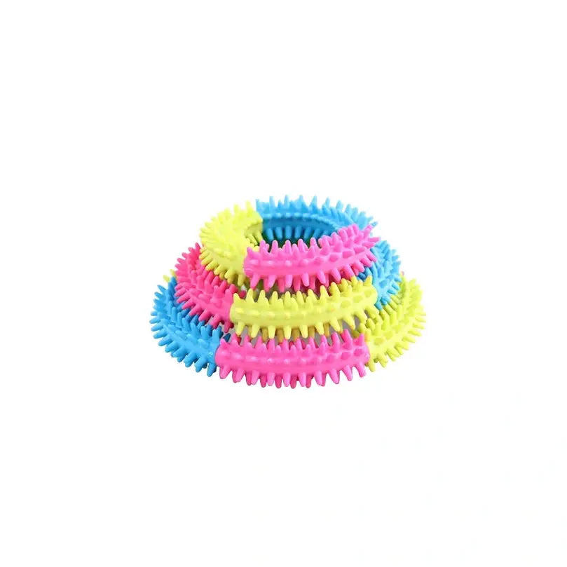 Pawise Rainbow World Ring Rubber Dog Toy
