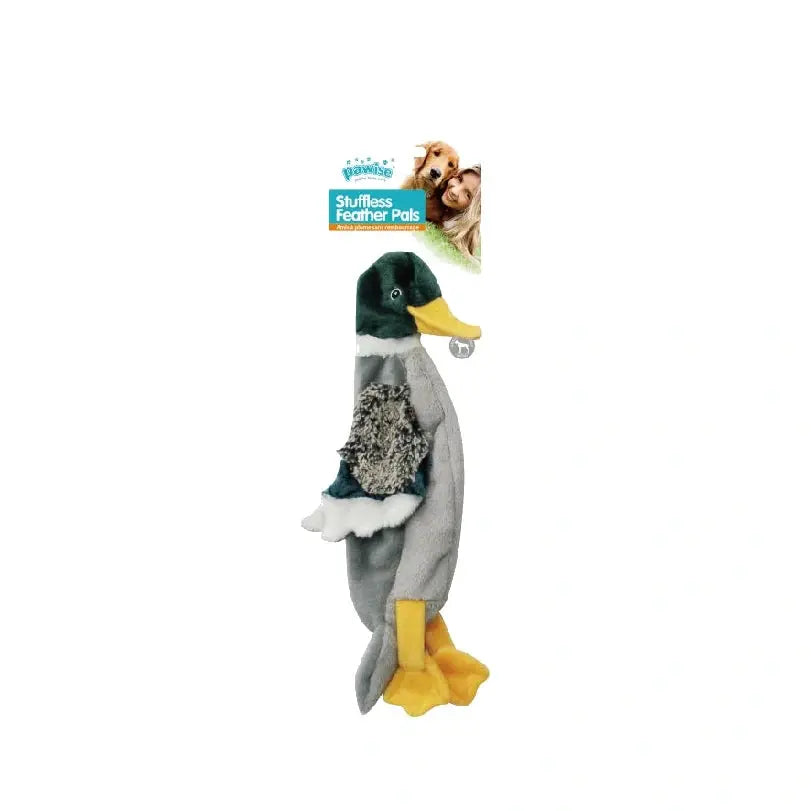 Pawise Stuffless Duck Plush Dog Toy Small