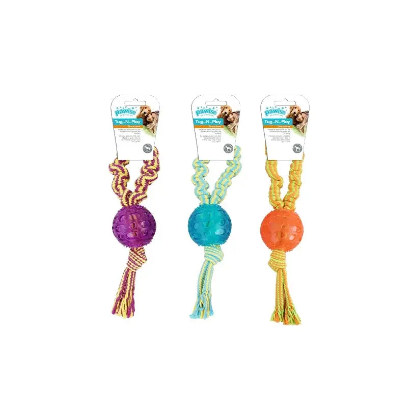 Pawise Tug-N-Play Ball Tug Dog Toy 32cm