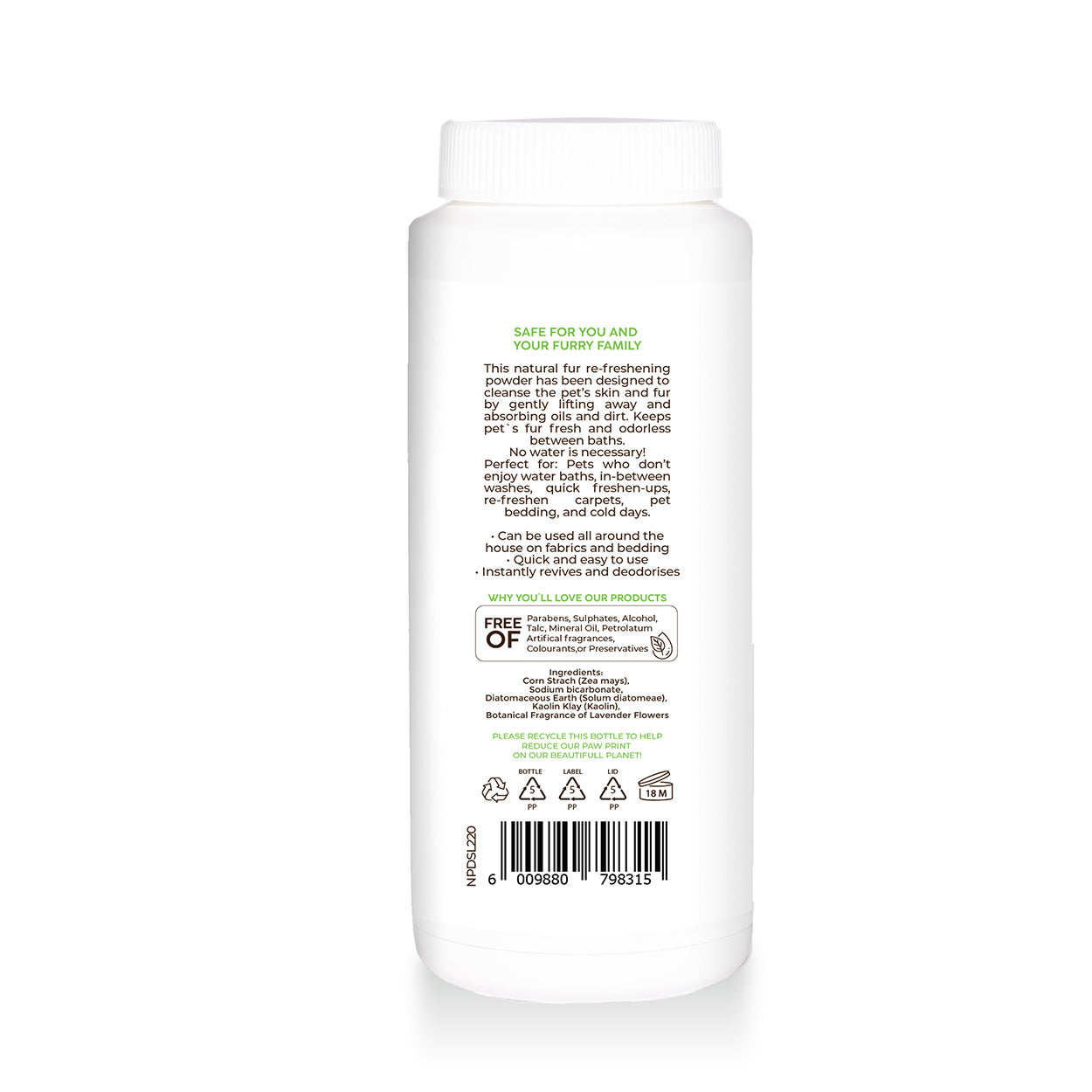 Pannatural Pets Calming Lavender Dry Shampoo Powder
