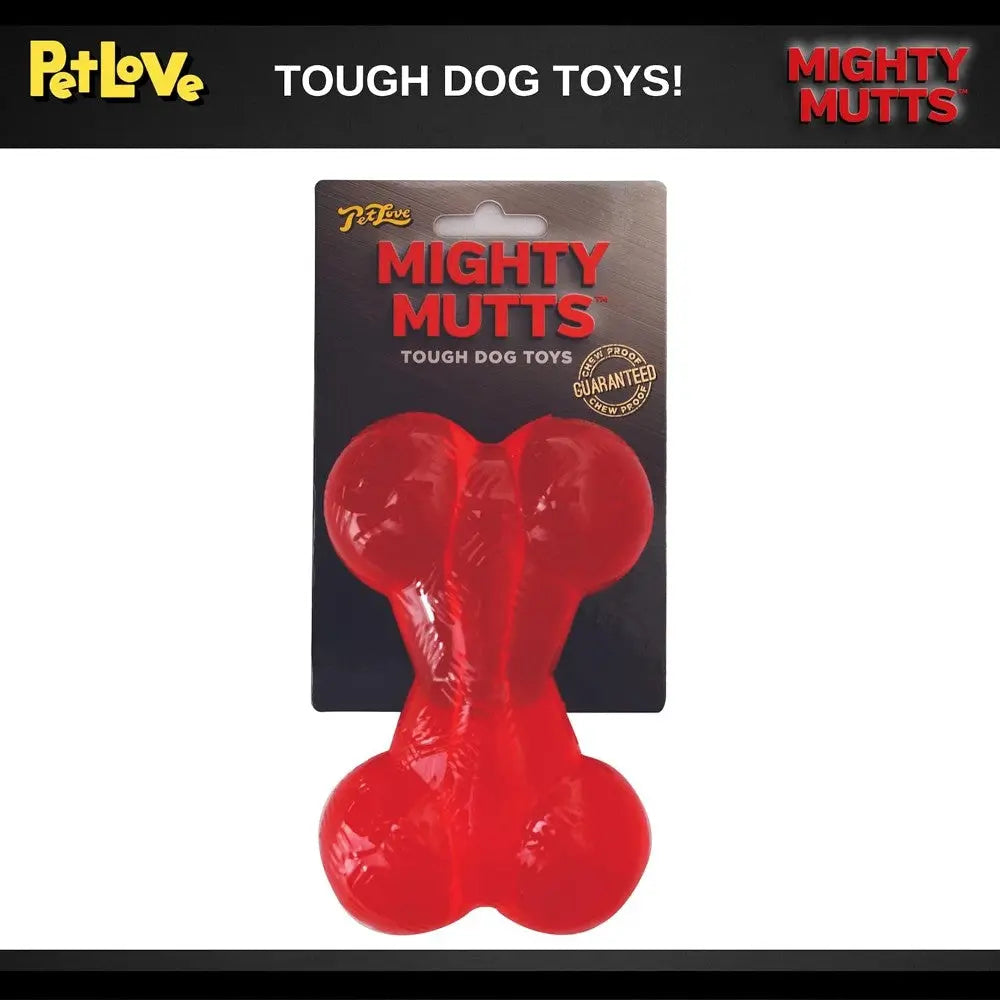 Red tough dog toy from Mighty Mutts, designed for durable play and guaranteed fun.