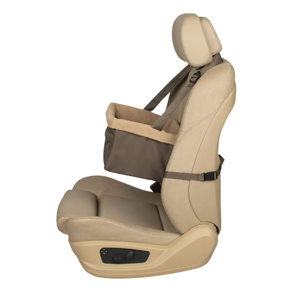 Car seat cover with storage pocket, designed for comfort and convenience in vehicles.