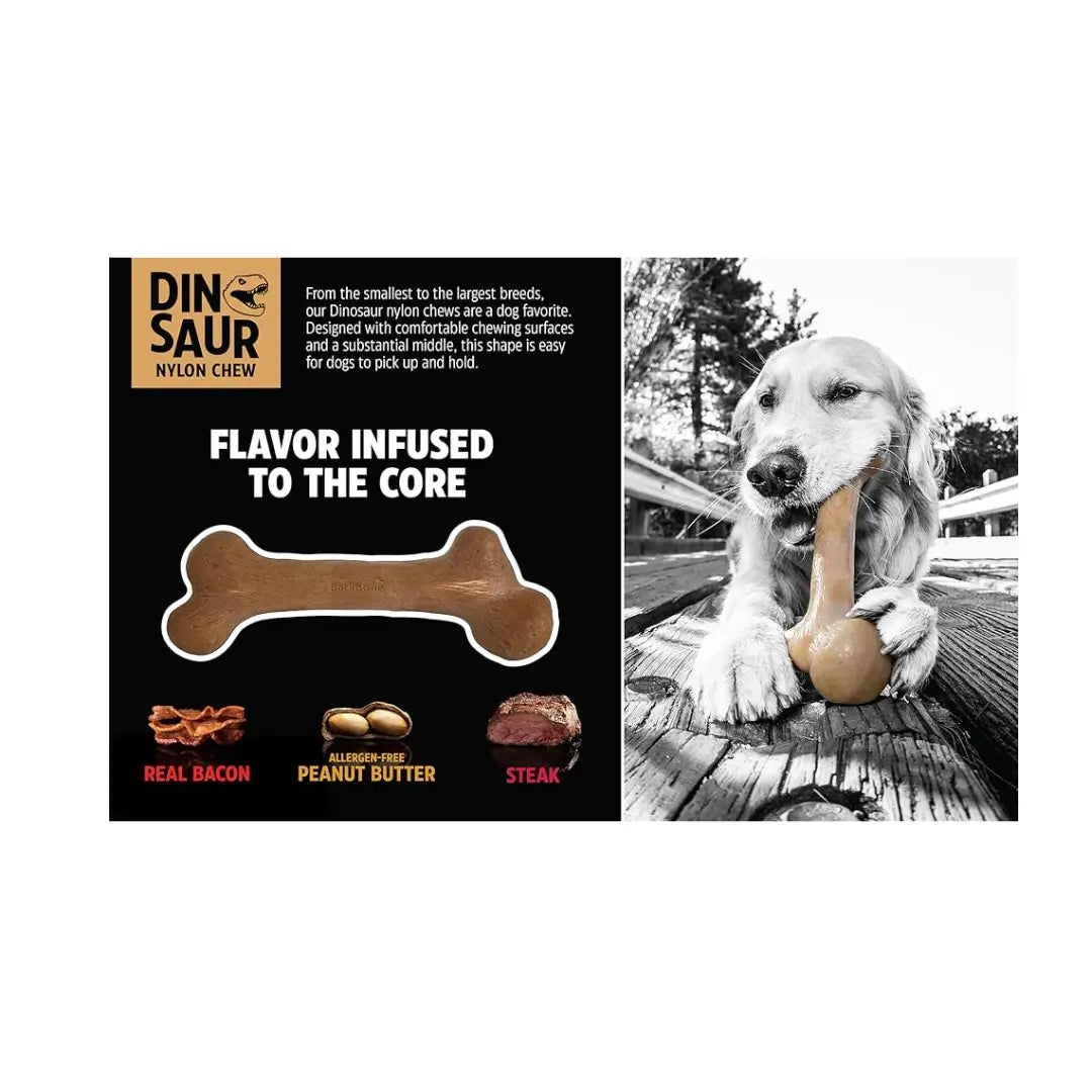 Pet Qwerks Dino Wood Barkbone Steak Dog Toy